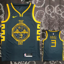 2018 WARRIORS POOL #3 Black Gray Top Quality Hot Pressing NBA Jersey
