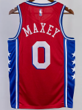 22-23 76ERS MAXEY #0 Red Top Quality Hot Pressing NBA Jersey (Trapeze Edition) 飞人版