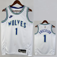 23-24 TIMBERWOLVES ANDERSON #1 White Top Quality Hot Pressing NBA Jersey (Retro Logo)