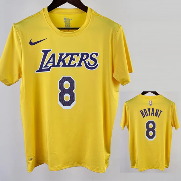 2023 LAKERS BRYANT #8 Yellow Quick drying T-shirt