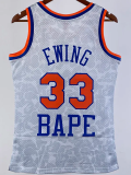 2023 Knicks & BAPE #33 White Top Quality Hot Pressing NBA Jersey