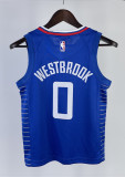2023 CLIPPERS WESTBROOK #0 Blue Top Quality Hot Pressing Kids NBA Jersey