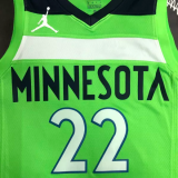 Timberwolves WIGGINS #22 Fluorescent Green Top Quality Hot Pressing NBA Jersey