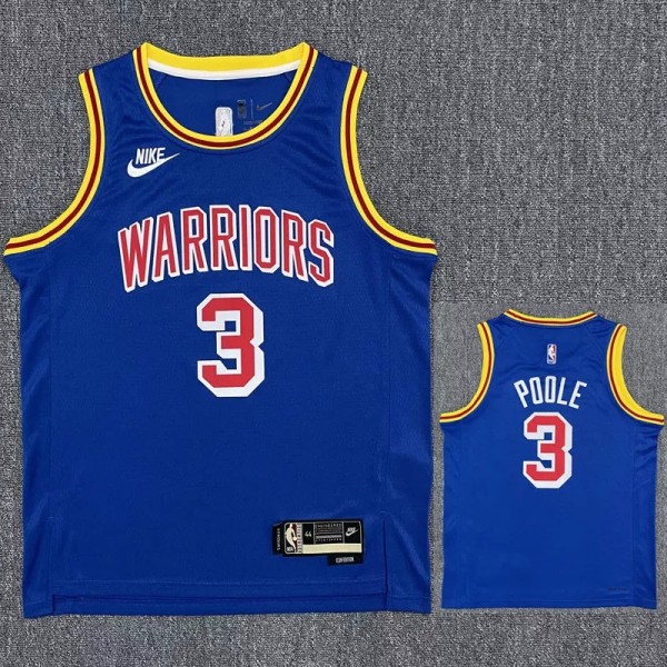 Warriors POOLE #3 Blue 75th Anniversary Retro NBA Jersey