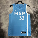 2019-20 Timberwolves TOWNS #32 Sky Blue Retro Top Quality Hot Pressing NBA Jersey