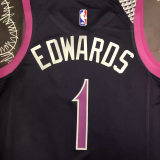 Timberwolves EDWARDS #1 Purple Black Top Quality Hot Pressing NBA Jersey