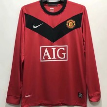 2009-2010 Man Utd Home Long Sleeve Retro Soccer Jersey