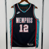 25-26 Grizzlies MORANT #12 Black Retro Top Quality Hot Pressing NBA Jersey
