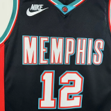 25-26 Grizzlies MORANT #12 Black Retro Top Quality Hot Pressing NBA Jersey
