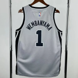 25-26 SA Spurs WEMBANYAMA #1 Grey Top Quality Hot Pressing NBA Jersey