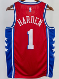 22-23 76ERS HARDEN #1 Red Top Quality Hot Pressing NBA Jersey (Trapeze Edition) 飞人版