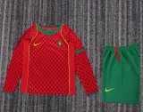 2004 Portugal Home Long sleeves Retro Kids Soccer Jersey