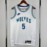 23-24 TIMBERWOLVES ERDWARDS #5 White Top Quality Hot Pressing NBA Jersey(Retro Logo)
