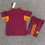 25-26 Roma Home Kids Soccer Jersey*带广告 1:1 Thai Quality