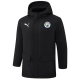 24-25 Man City Black Hooded Windbreaker Fabric Cotton Coat (白彪标)
