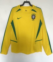 2002 Brazil Home Long sleeves Retro Soccer Jersey 