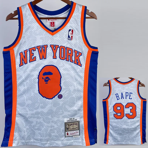 2023 Knicks & BAPE #93 White Top Quality Hot Pressing NBA Jersey