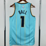 24-25 Hornets BALL #1 Blue City Edition Top Quality Hot Pressing NBA Jersey(V领)