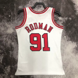 1998 BULLS RODMAN #91 White Retro Top Quality Hot Pressing NBA Jersey