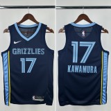 23-24 GRIZZLIES KAWAMURA #17  Dark Blue Top Quality Hot Pressing NBA Jersey