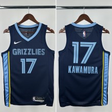 23-24 GRIZZLIES KAWAMURA #17  Dark Blue Top Quality Hot Pressing NBA Jersey