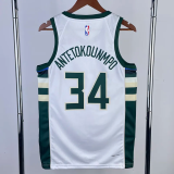 22-23 BUCKS ANTETOKOUNMPO #34 Home White Top Quality Hot Pressing NBA Jersey(V领)