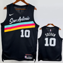 25-26 SA Spurs SOCHAN #10 Black City Edition Top Quality Hot Pressing NBA Jersey (V领）