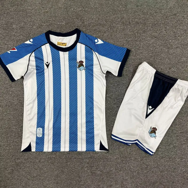 25-26 Real Sociedad Home Kids Soccer Jersey 1:1 Thai Quality