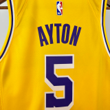 22-23 Lakers AYTON #5 Yellow Top Quality Hot Pressing NBA Jersey(圆领)