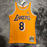1997 LAKERS BRYANT #8 Yellow Retro Top Quality Hot Pressing NBA Jersey