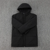 24-25 Marseille Black Hooded Windbreaker Fabric Cotton Coat (白标)