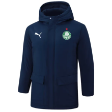 24-25 Palmeiras Royal Blue Hooded Windbreaker Fabric Cotton Coat