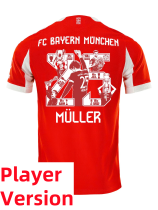25-26 Bayern Home Muller #25 Print Picture Number Player Version Soccer Jersey*球员