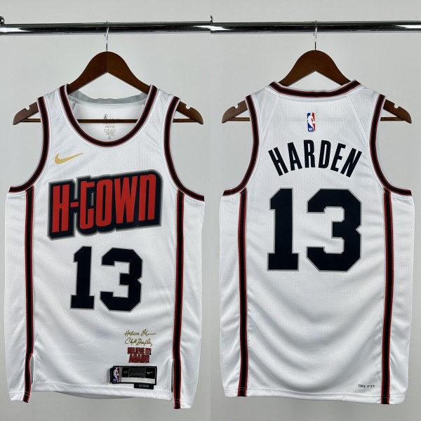 24-25 ROCKETS HARDEN #13 White City Edition Top Quality Hot Pressing NBA Jersey