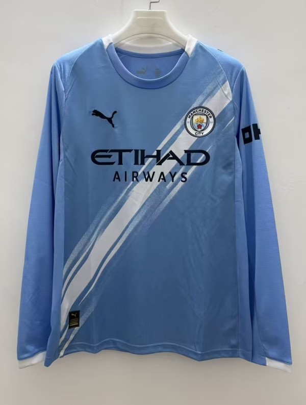 25-26 Man City Home Long Sleeves Fans Soccer Jersey