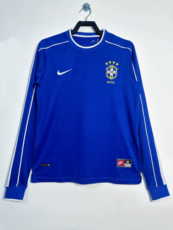 1998 Brazil Away Long sleeves Retro Soccer Jersey 