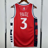 24-25 Clippers PAUL #3 Red Top Quality Hot Pressing NBA Jersey (Trapeze Edition) 飞人版