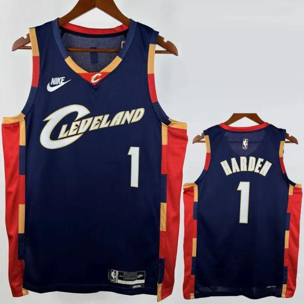 25-26 Cleveland Cavaliers HARDEN #1 Royal blue Retro Top Quality Hot Pressing NBA Jersey (V领)
