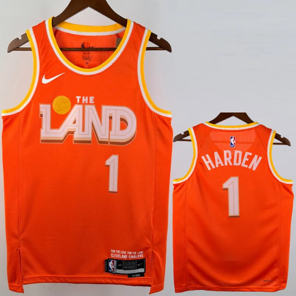 25-26 Cleveland Cavaliers HARDEN #1 Orange City Edition Top Quality Hot Pressing NBA Jersey