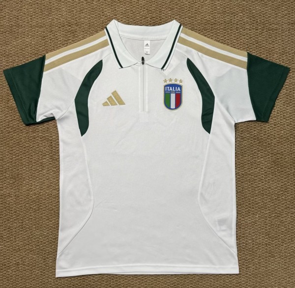 25-26 Italy White Green Polo Short Sleeve