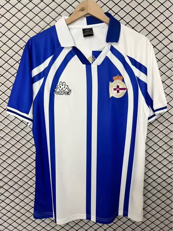 26-27 La Coruna White Blue Retro Version Fans Soccer Jersey