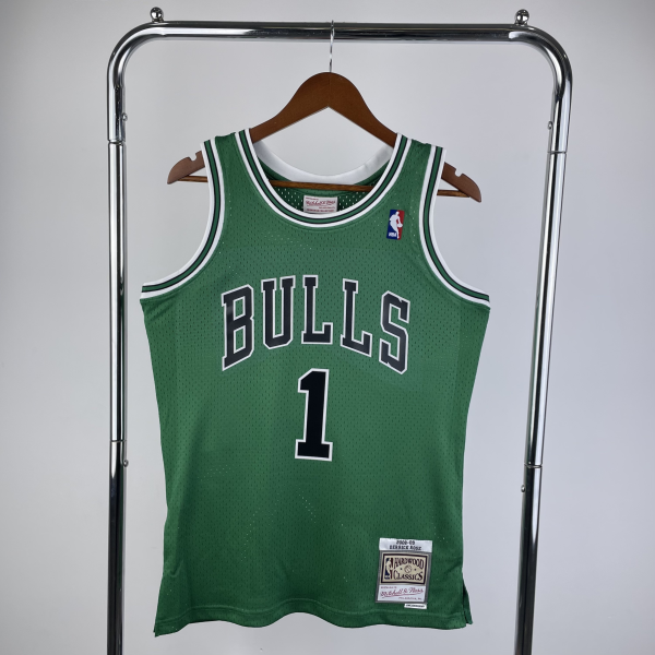 2008-09 BULLS ROSE #1 Green Retro Basketball Jersey