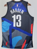 23/24 NETS HARDEN #13 Blue Black City Edition Top Quality Hot Pressing NBA Jersey