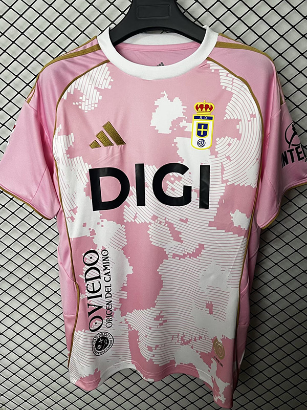 25/26 Real Oviedo Pink Fans Soccer Jersey
