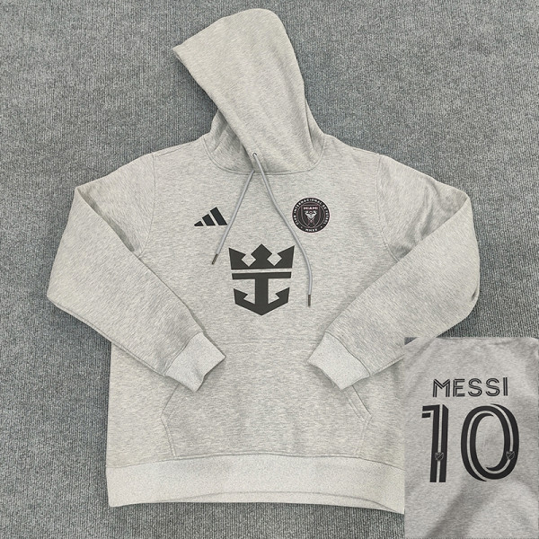 2024 Inter Miami Signed Grey Hoody（signed）（ 灰色带“10”号、加薄绒)
