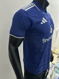 25/26 Man Utd Pattern Special Edition Blue Player Version Soccer Jersey(白色胸花）
