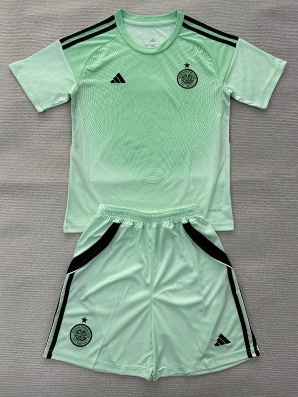 25/26 Celtic Goalkeeper Green Kids  Soccer Jersey