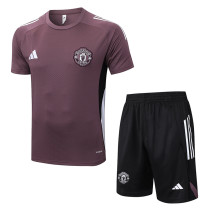 25/26 Man Utd Grey Purple Training Shorts Suit#D25126