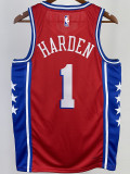 22/23 76ERS HARDEN #1 Red Top Quality Hot Pressing NBA Jersey (Trapeze Edition) 飞人版