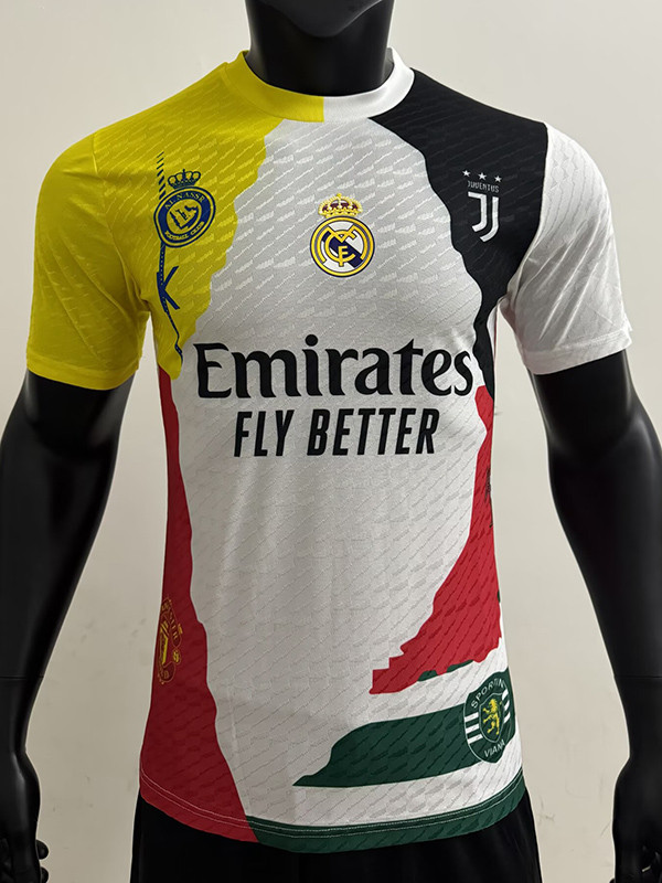 25/26 RMA  C-RONALDO Co Branded Edition Player Version  Soccer Jersey黄白领